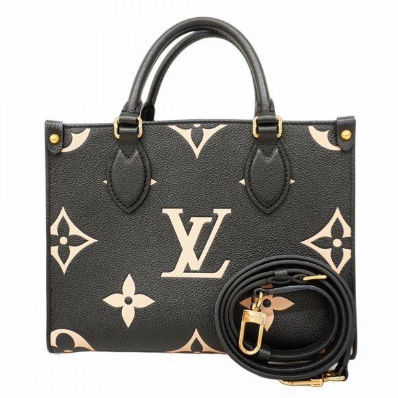 Louis Vuitton Monogram Giant Reverse On-the-Go PM Handbag M45659 Black/Beige ... - Picture 1 of 10